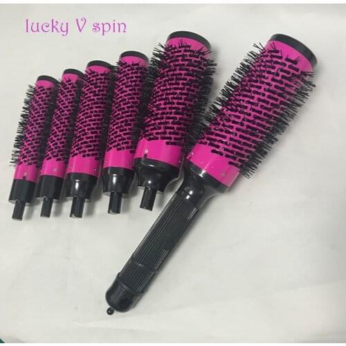6pcs/set 3 Sizes Detachable Handle Hair Roller Brush with Positioning Clips Aluminum Ceramic Barrel Curler Comb Hairdresser