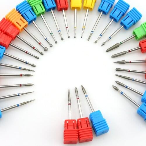 28 Type Diamond Nail Drill Bit Rotary Eletric Manicure Machine Files Milling Cutter Polish Burr Cuticle Clean Accessory Tools