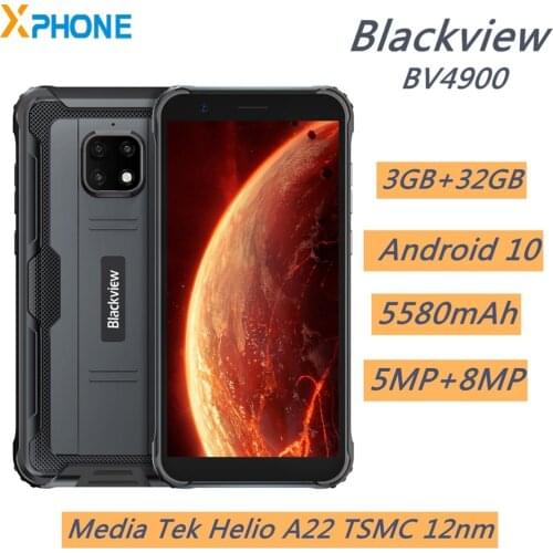 Blackview BV4900 Android 10 Rugged Waterproof Smartphone 3GB+32GB IP68 Mobile Phone 5580mAh 5.7 inch NFC