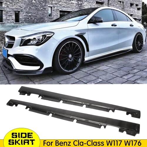 W117 W176 Carbon Fiber Side Bumper Skirt for Benz Cla-Class A class CLA200 CLA220 CLA260 CLA45 AMG Sport 2013 - 2019