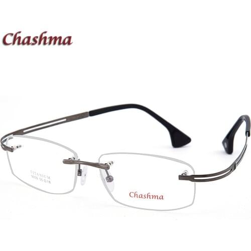 Chashma Brand Titanium Glasses Transparent Spectacles eyeglass Frames for Mens Glasses Wide Face Rimless Eyeglasses Plus Size