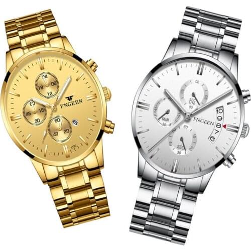 Top Brand FNGEEN Watches Mens Boy Student Sports Quartz Wristwatch Waterproof Luminous Stainless Steel Strap Gentleman Watch