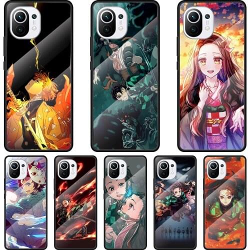 Demon Slayer Kimetsu No Yaiba Tempered Glass Cover For Xiaomi MI 11 Ultra 11i 10T 9T Note 10 Lite CC9E CC9 Pro Phone Case