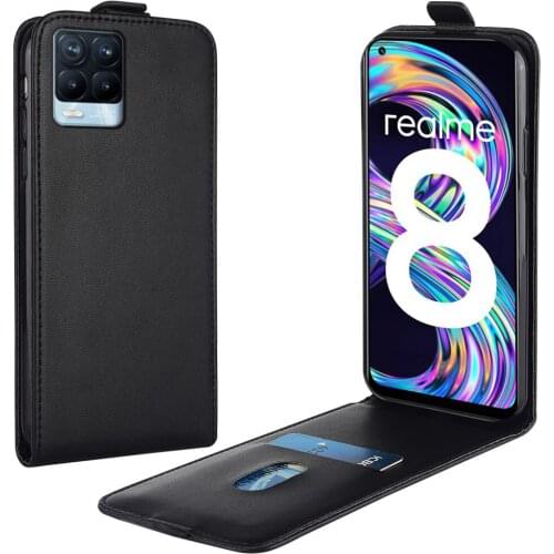 Flip Up and Down Leather Case for Realme 8 4G RMX3085 RMX2117 RMX2032 Vertical Cover for Realme8 4G Case Phone Bag