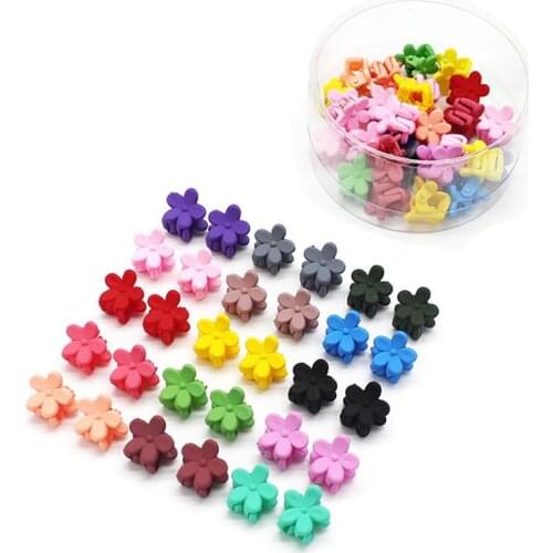 Coxeer 30Pcs/Set Solid Color Hair Claw Clips Creative Flower Decor Cute Mini Jaw Clip Hair Claw Clamp For Women Hair Accessories