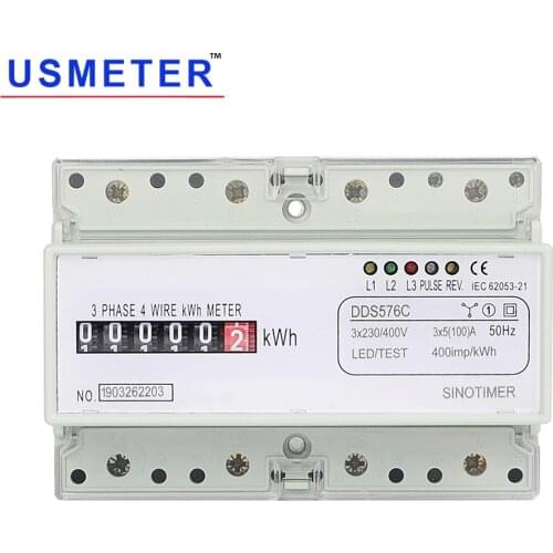 DDS576C 380V 100A kwh Meter Digital 3 Phase Energy Saving Wattmeter Energy Meter DIN Rail 7P 400imp Electricity Pulse Counter