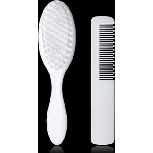 1 Set Baby Massage Comb With Comfortable Bristles 2pcs White Hairbrush Scalp Brush Mini Portable Comb Sets For Newborn Head Care
