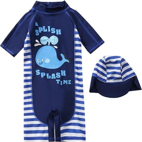 Childrens swimsuit one-piece boy new Japanese and Korean style baby boy navy blue whale baby swimsuit XYY-36