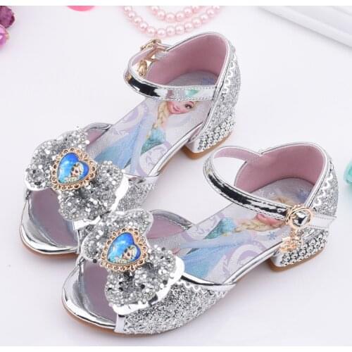 Disney Girls Elsa Sandals Summer Children Fish Mouth Shoes Little Girls Crystal Sandal Frozen elsa Princess Shoes Size 25-35