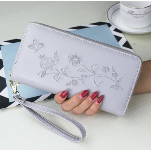 Long Womens Wallet Female Purses Flower Printing Coin Purse Card Holder Wallets Female Clutch Money Bag Pu Leather Wallet
