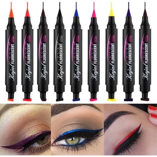 Fluorescent Double-Headed Seal Liquid Eyeliner Pen Waterproof Quick-Drying Non-smudge Stamp Pen Color Luminous Eyeliner
