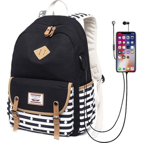 Canvas Travel Laptop Backpacks Womens College Backpack School Bag for girsl and boys 15 inch USB Daypack Outdoor
