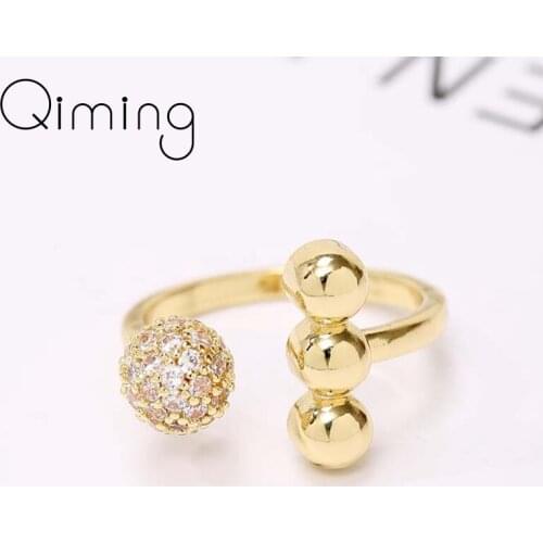 Exquisite Beads Ball Symbol Korean Rings For Women Girls CZ Zircon Versatile Simple Jewelry Wedding Gift Sexy Ring Bague