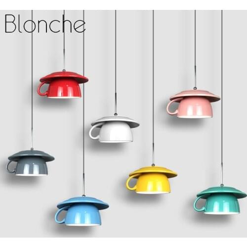 Nordic Ceramic Coffee Cup Pendant Lights Modern Teacup Led Hanging Lamp Dessert Shop Restaurant Cafe Bar Lamp Home Decor Fixture