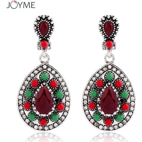 Fashion Women Jewelry Accessories No Hole Ear Clips Long Earrings High Quality Resin Red Stone Beads Clips On The Ears