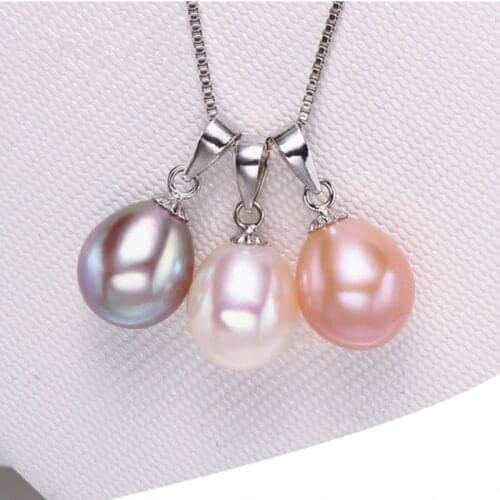 Real S925 Sterling silver 8-10mm natural Water droplets pearl Pendant Fashion Necklace Pendant For women Free shipping