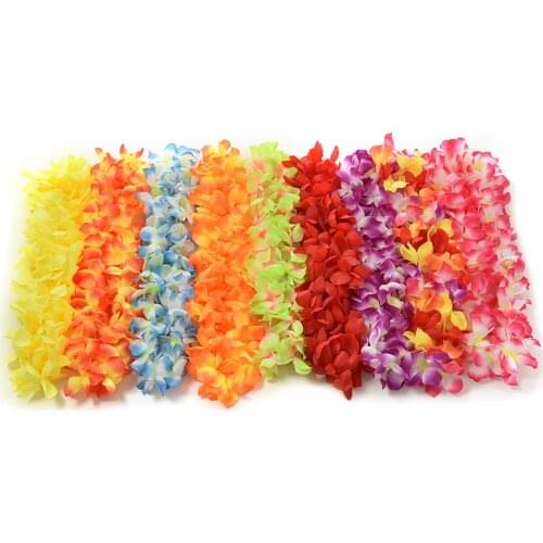 NEW 1Pc Hawaiian Flower leis Garland Necklace Fancy Dress Party Hawaii Beach Fun Flowers DIY Party Beach Decoration Wholesale
