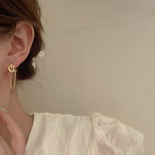 2021 New Vintage Gold Plated Metal Chain Tassel Drop Earrings for Women Girls Jewelry Korean Fashion Contracted Dangle Earrings