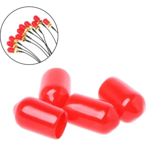 OOTDTY 100PCS 6mm Red Protective Cover Rubber Covers Dust Cap For SMA Connector