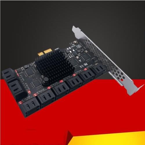 Chia Mining Riser PCIE SATA PCI-E Adapter 16 Port SATA Controller PCI Express X1 to SATA 3.0 6Gbps Interface Rate Expansion Card