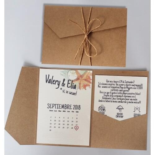 Rustic Wedding Invitation Kraft Paper Invitation Cards Undersea World Invitations With Customized Wording - set of 50