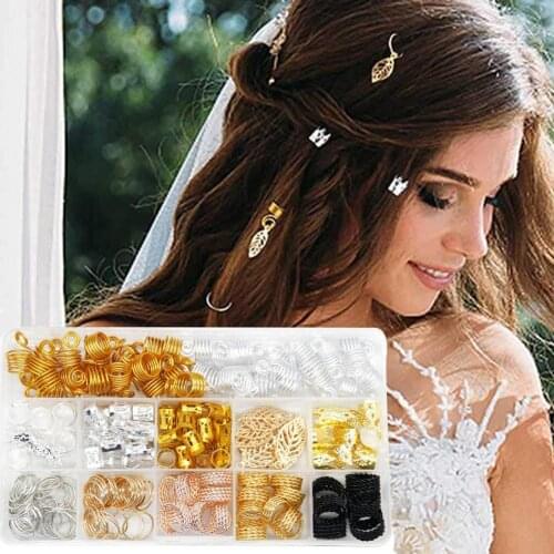 200Pcs/Set Wig Dirty Braid Buckle Multiple Shapes Beads Shaping Hairstyle Mini Hair Braid Cuffs Clips Spiral Extension Accessory