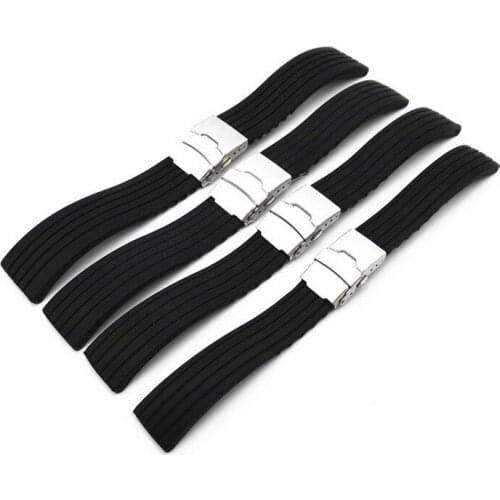 Wholesale 10PCS/lot 18MM 20MM 22MM 24MM rubber bands watch strap black color Watch band women and men watch strap-5261