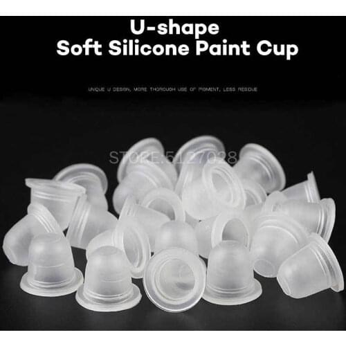 100Pcs soft Microblading Tattoo Ink Cup Cap Pigment Silicone Holder Container S/L For Needle Tattoo accessory supply