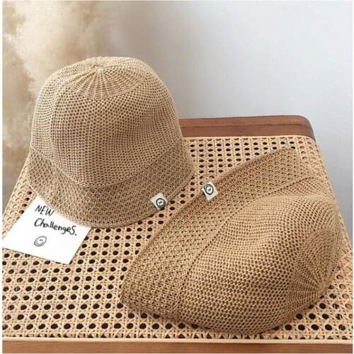 Baby Boy and Girl Straw Cap Childrens Summer Breathable Smiley Face Boy and Girl Shade Bucket Hat Baby Fisherman Hat Basin Hat