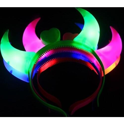 Q0KA LED Devil Horn Light Up Headband Flashing Horn Halloween Christmas Party Decor