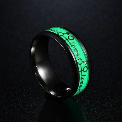 Couple Luminous Love Ring Stainless Steel Fluorescent Ring Couple New Fashion Boy Girl Jewelry Gift For Boyfriend