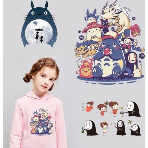Iron on Totoro Patches Heat Transfer Vinyl Stickers for Kids Clothes DIY Cartoon T-shirt Iron-On Transfers Decoration Applique