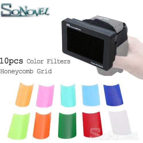 Speedlite Flash Honeycomb Grid + 10pcs Color Gels Filters for Canon Nikon Sony Godox Yongnuo Camera Flash Speedlite Light
