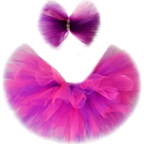 Hot Pink Purple Girls Tutu Skirt with Bow Toddler Baby Girl Fluffy Dance Shoot Prop Tutus Costume for Kids Birthday Party Skirts