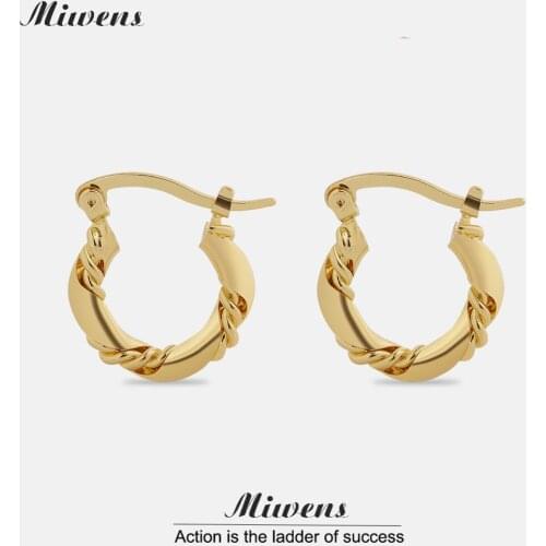 Miwens Stainless Steel Copper Hoop Earrings For Women Fashion Geometric Circle Cute Huggie Earrings Golden Statement Ear Jewelry