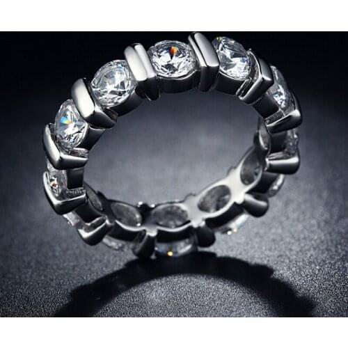 Wedding Accessories Cubic Zirconia Stone Circle Ring for Women 925 Sterling Silver Anillo Bridal Jewelry
