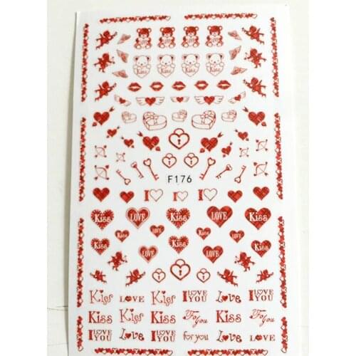 Rose Flower Lip Print Font Love Nail Sticker DIY Art Design Decorative Nail Foil Adhesive Fitting Applique 10PCS