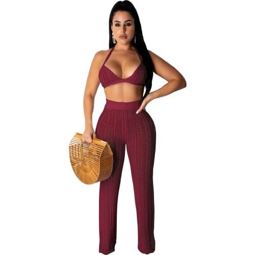 2021 Rushed Cotton Limited None Sexy Fashion Knitted Mesh Hollow Perspective Two-piece Suit