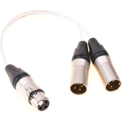 2x 3 Pin XLR Male to 3 Pin XLR Female Adapter Clear Silver Plated Shield Cable