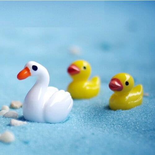 3pc/lot Duck Swan Figures decorative Figurine mini fairy garden Aquarium fish tank animal statue resin craft