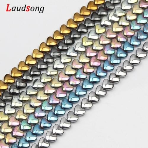 80pcs/Strand 5x6mm Heart Natural Hematite Beads for Jewelry Making DIY Natural Stone Beads Bracelet