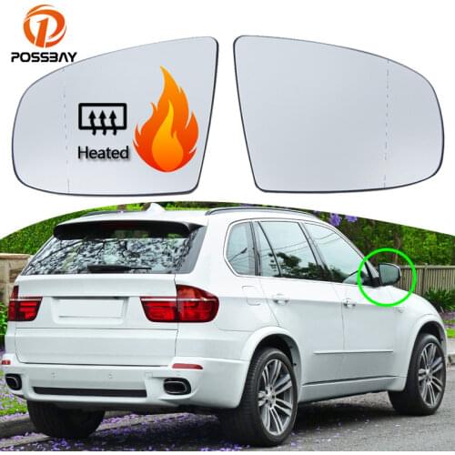 POSSBAY 1 Pair Car Rear View Side Heated Mirror Glass Dimming Glasses for BMW X5 X6 Series E70 E71 E72 2007-2014 Exterior Parts