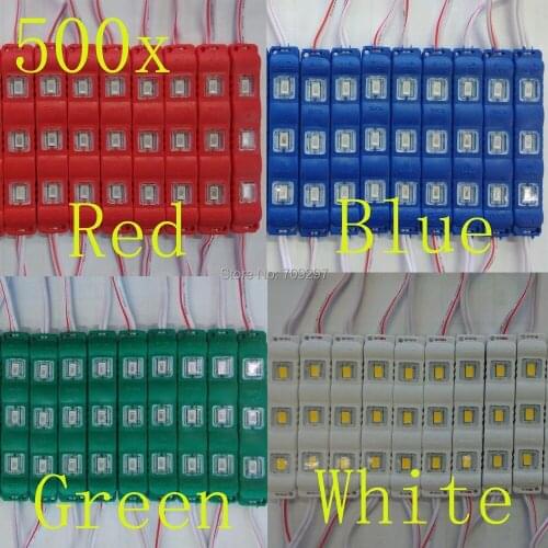 FREE DHL 500pcs/lot White/Warm white/Red/Blue/Green DC12V waterproof 5730 injection LED Module light with lens,advertising light