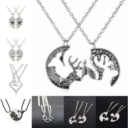 Boyfriend Girlfriend Deer Head Hunting Southern Love Buck Doe His Hers Paired Pendants Necklace Lovers Valentines Day Gifts Set