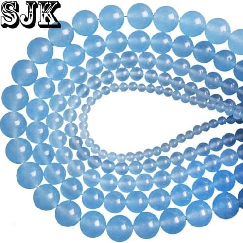 Beads Natural Stone Aquamarines Blue Angelite Stone Beads Round Loose Beads 4 6 8 10 12mm Bead For DIY Bracelet Jewelry Making