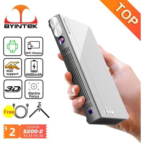 BYINTEK P12 3D Android Wifi Pocket DLP Portable Video Beamer LED Mobile DLP Projector For Smartphone Mini 3D 4K 300inch