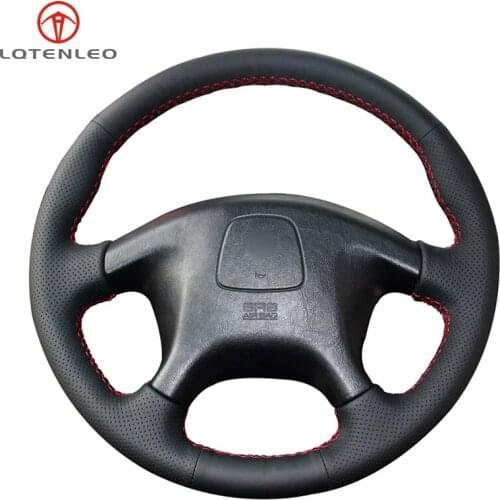 LQTENLEO Black PU Artificial Leather Hand Sew Car Steering Wheel Cover For Mitsubishi Pajero Old Mitsubishi Pajero Sport