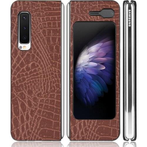 Funda Case for Samsung Galaxy Fold Case W20 5G Crocodile Grain PU Leather Hard PC Coque Shockproof Phone Case Cover Capa Fold