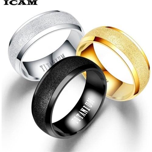 ICAM 8MM Black Titanium Ring For Men Women Wedding Bands Trendy Groove Rings Jewelry USA Size