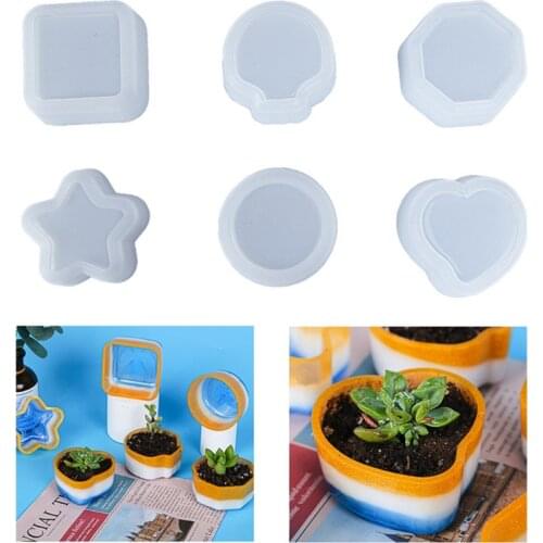 Plant Flower Pot Epoxy Resin Mold Dish Plate Succulent Flowerpot Silicone Mould DIY Crafts Home Decorations Casting Too